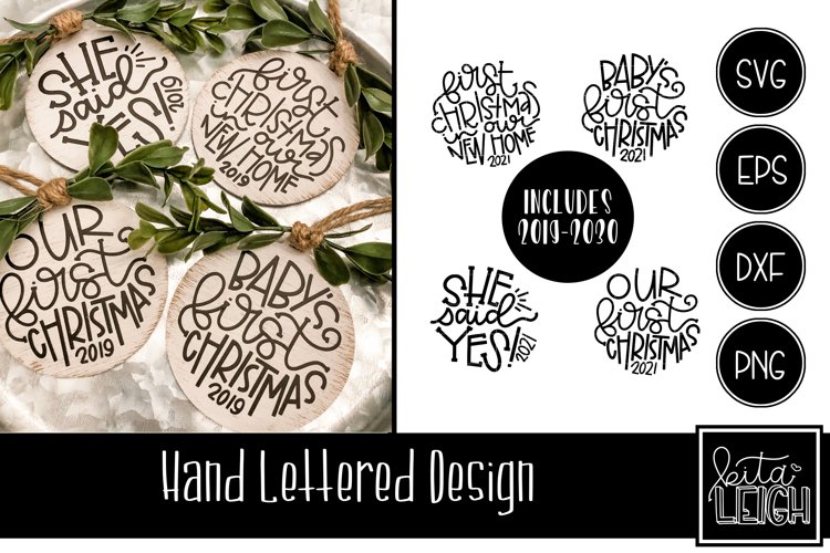 First Christmas Round Ornament | Hand Lettered 2022-2030 example image 1