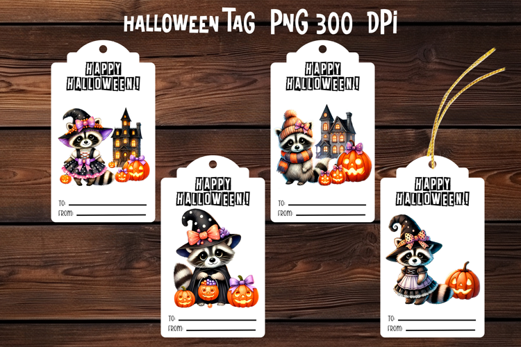 Halloween tags printable | Halloween gift tag PNG
