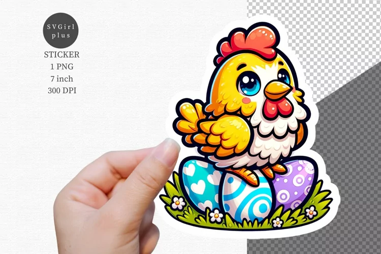 Chicken sticker, Easter sticker,