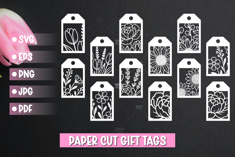 Floral Gift Tags SVGs, tags for presents Cricut I Cameo