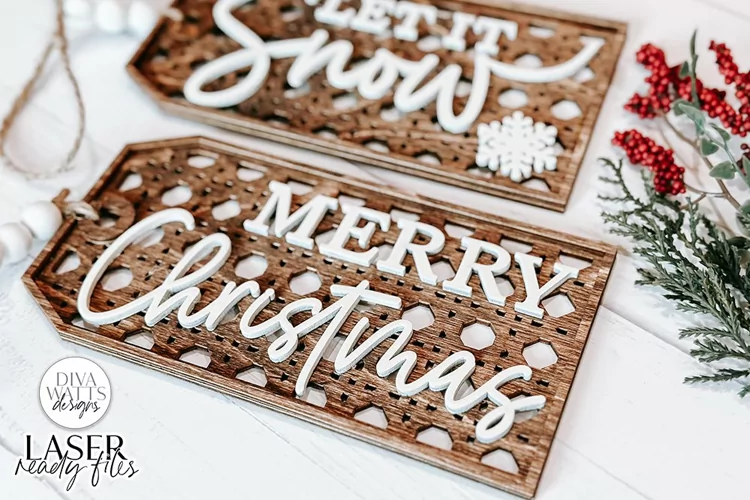 Christmas Boho Rattan Tag Ornaments SVG | Glowforge / Laser