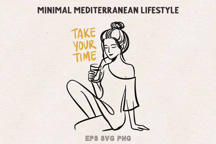 Take Your Time Woman Line Art Relax SVG PNG EPS