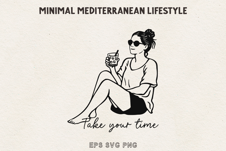 Take Your Time Woman Line Art Relax SVG PNG EPS