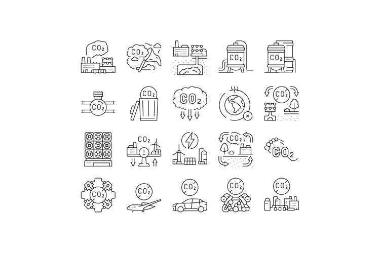 carbon capture co2 storage icons set vector