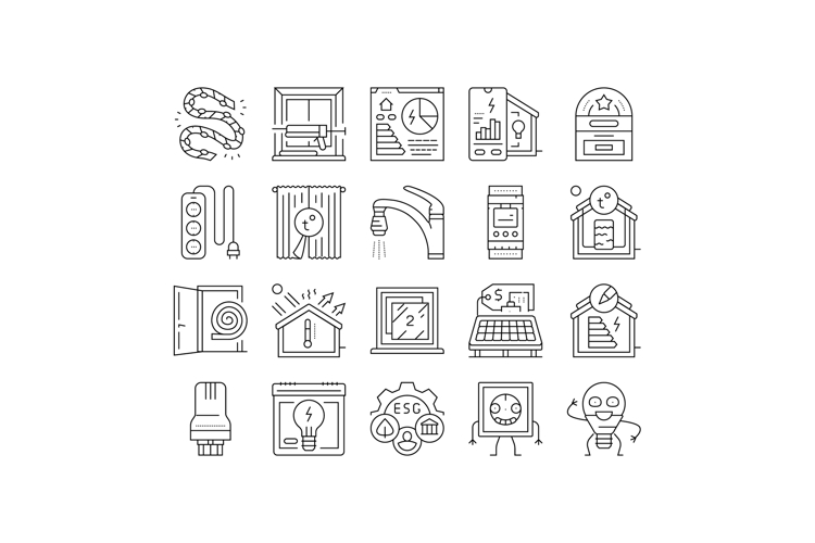 energy conservation green save icons set vector