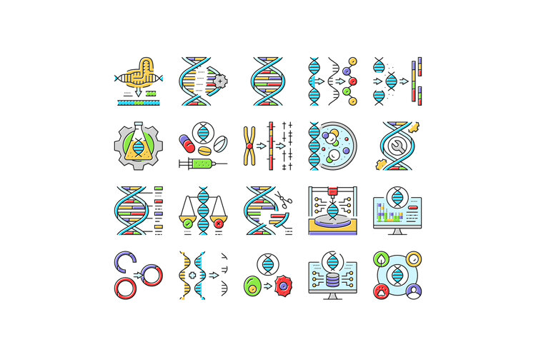 cryptogenetics dna gene helix icons set vector (6571177)