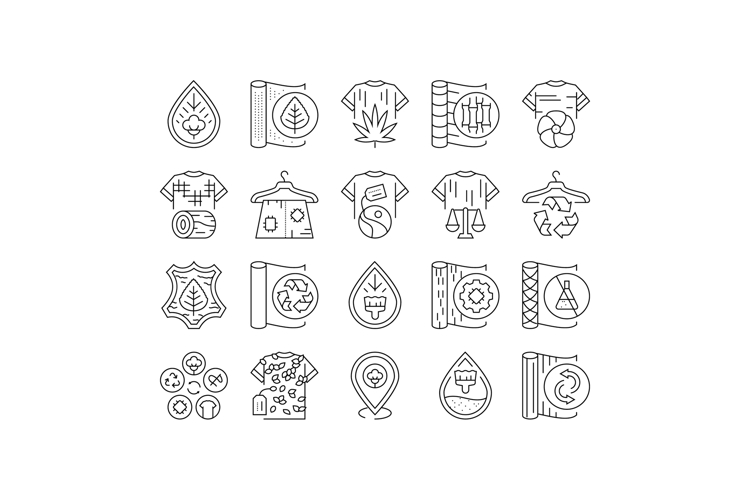 sustainable fashion textile eco icons set vector