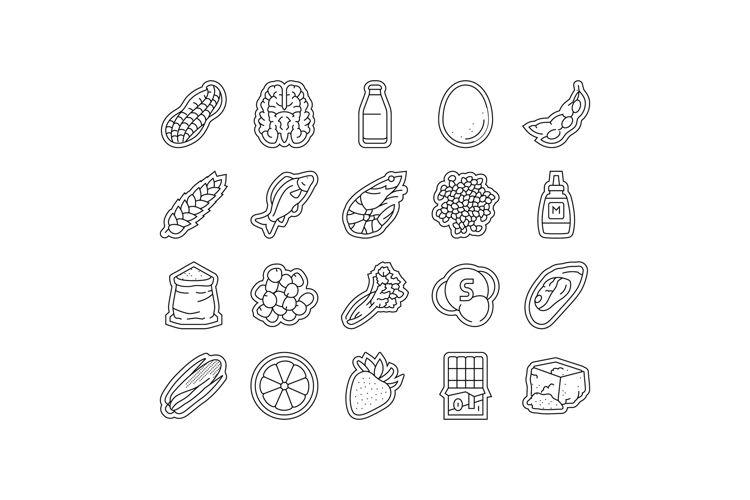 allergen product food free icons set vector
