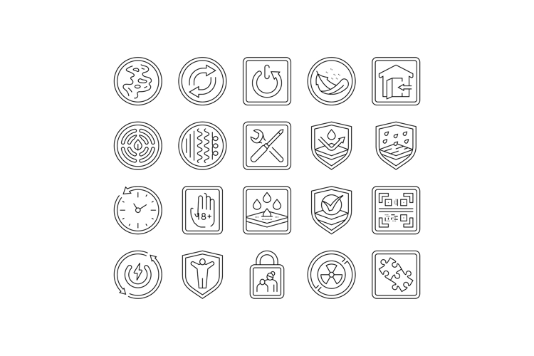 product caution label warning icons set vector