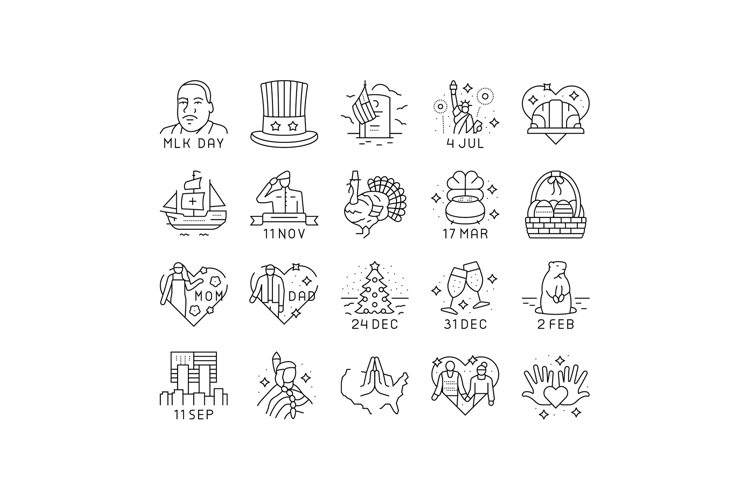 usa holiday american national day icons set vector