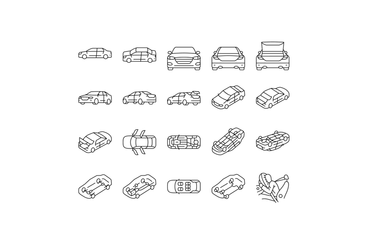 car vehicle auto transport icons set vector