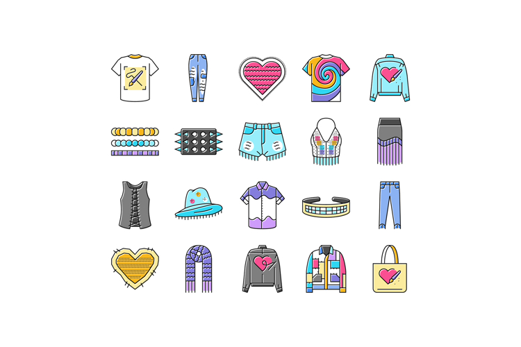 diy fashion fabric handmade icons set vector