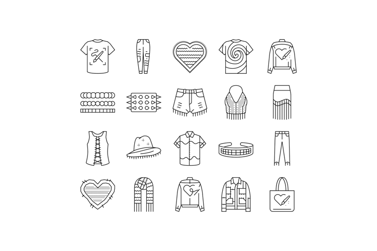 diy fashion fabric handmade icons set vector