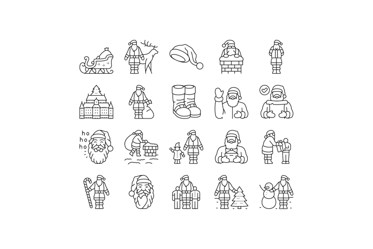 santa claus christmas reindeer icons set vector
