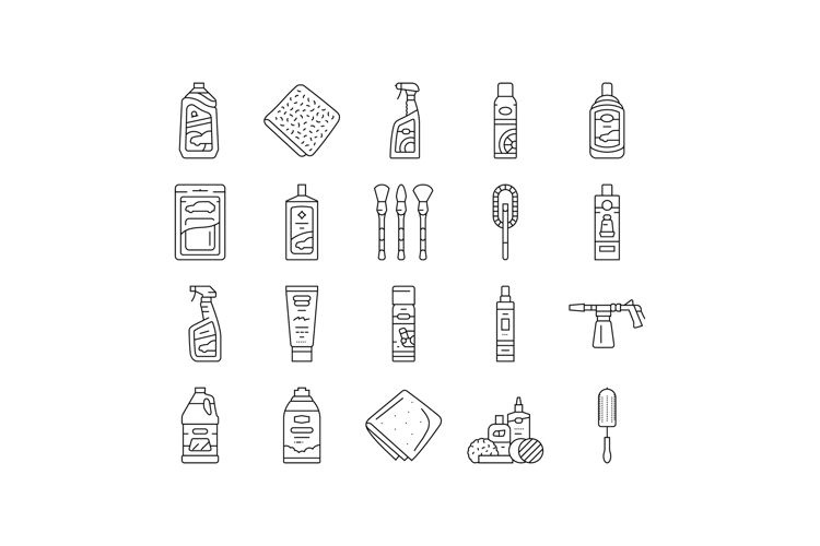 car care detailing wash icons set vector
