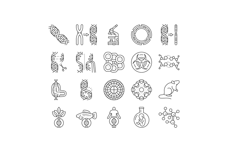 genetic engineering crispr genome icons set vector