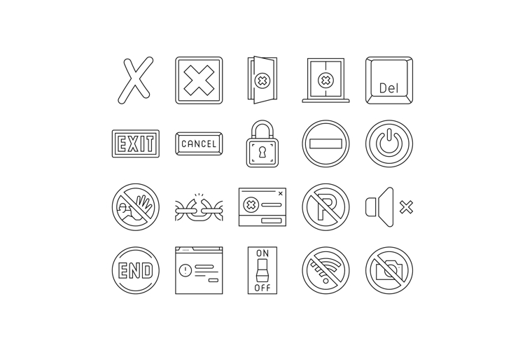 close door store shop board icons set vector