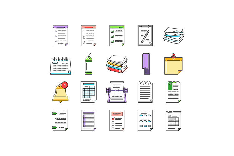 list check document tick icons set vector