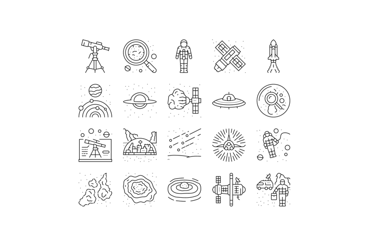 space exploration planet icons set vector