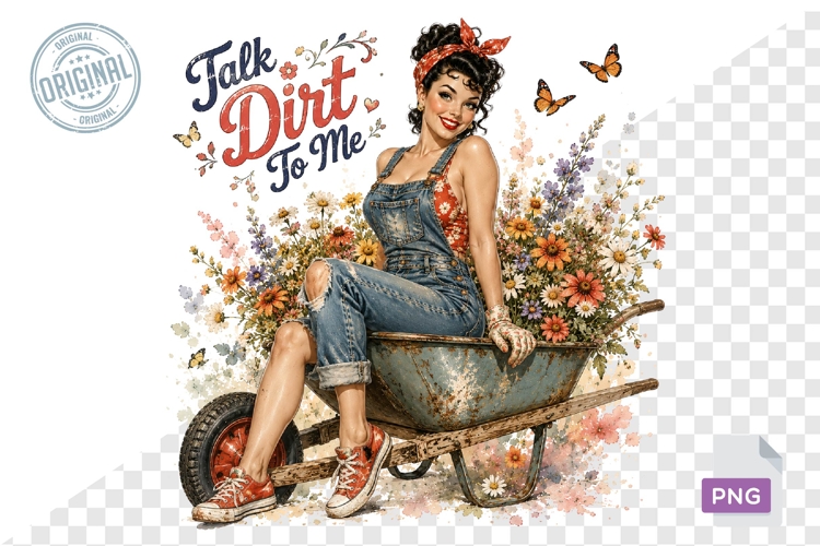 Talk Dirt To Me Funny Garden Girl PNG Design File