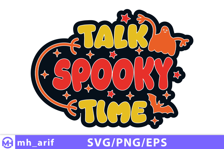 Retro Halloween Talk Spooky Time SVG PNG T-shirt Design