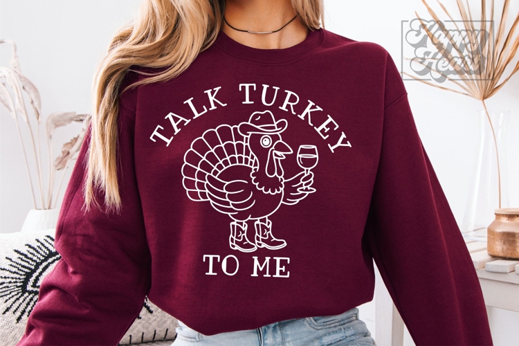 Talk Turkey To Me SVG PNG - Funny Thanksgiving Cowboy Turkey