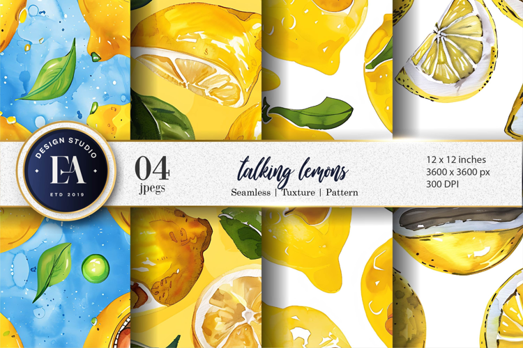 Talking Lemons Funny Watercolor Seamless Digital Paper