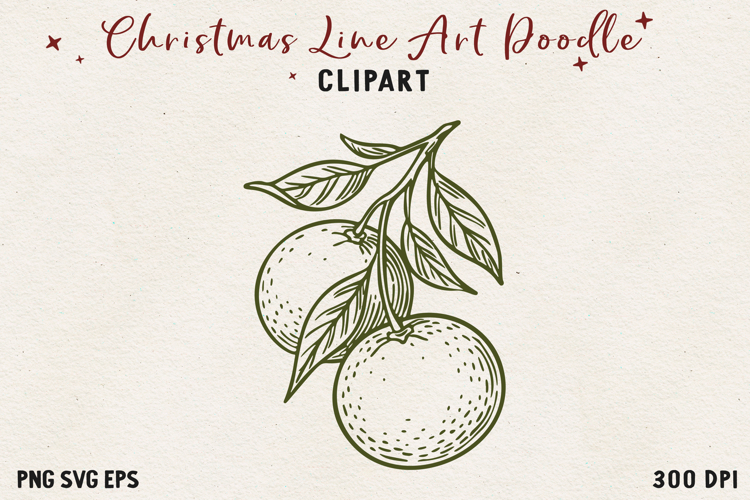 Vintage Hand-Drawn Christmas Illustration| Line Art Clipart