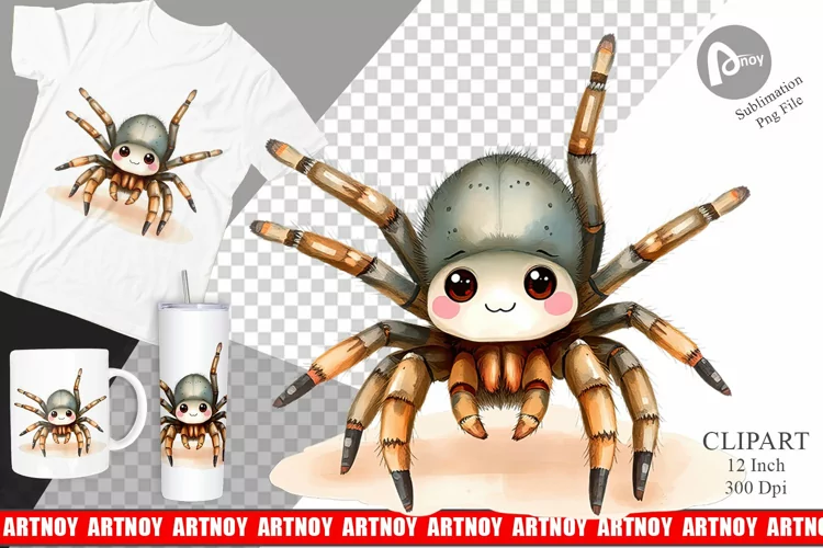Watercolor Clipart Tarantula Wildlife