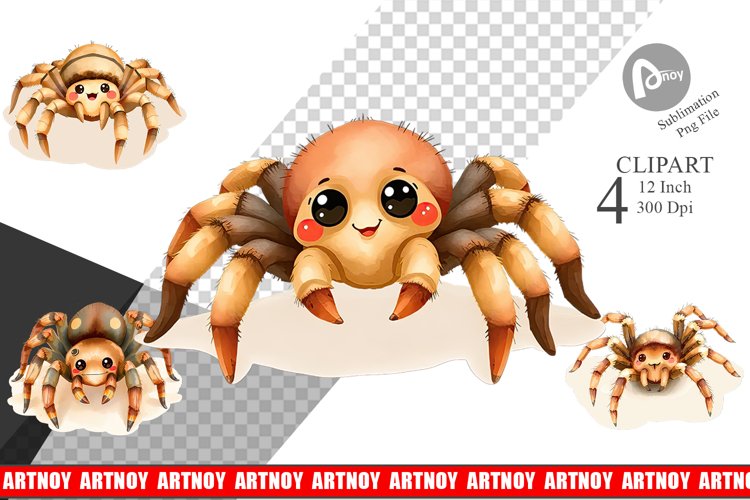 Watercolor Clipart Tarantula Wildlife example image 1