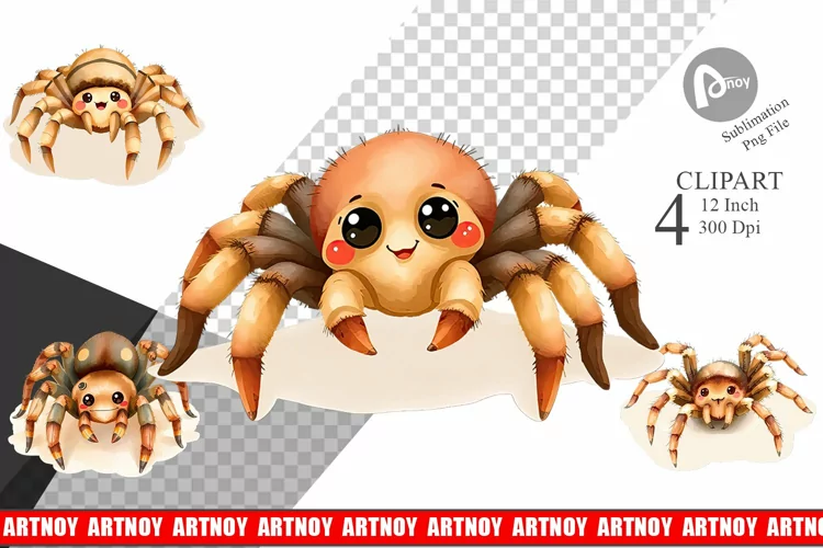 Watercolor Clipart Tarantula Wildlife