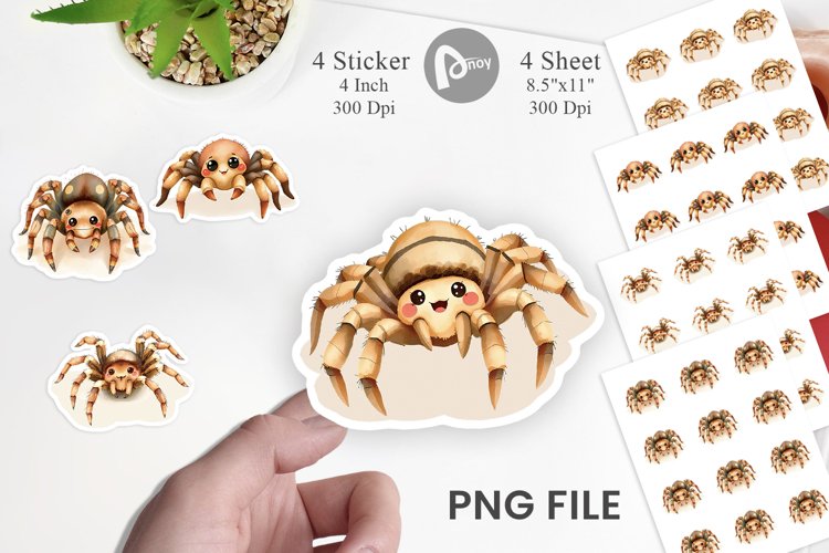 Watercolor Sticker Tarantula Wildlife