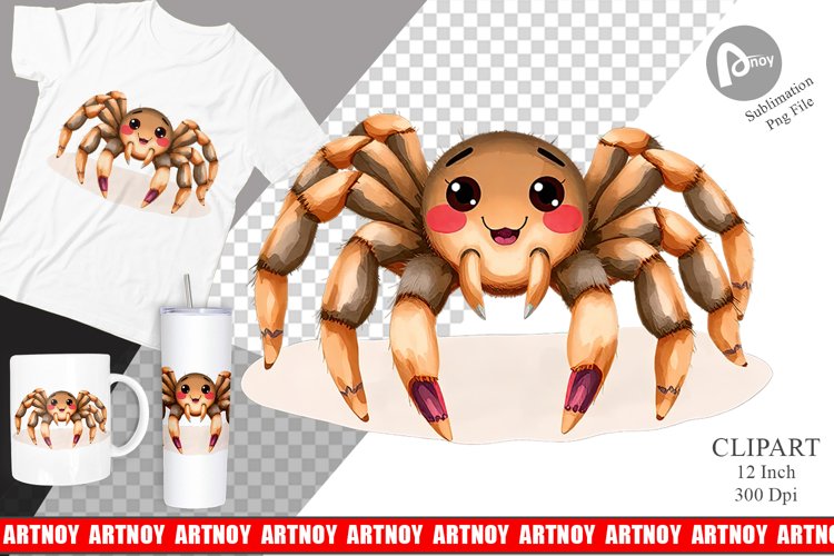 Watercolor Clipart Tarantula Wildlife example image 1