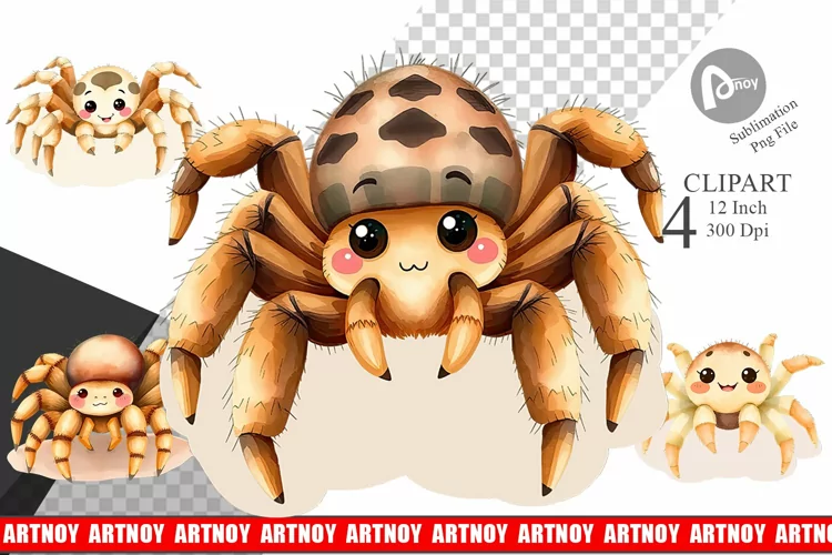 Watercolor Clipart Tarantula Wildlife
