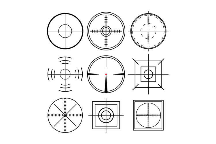 Circle and square target reticles aiming precision