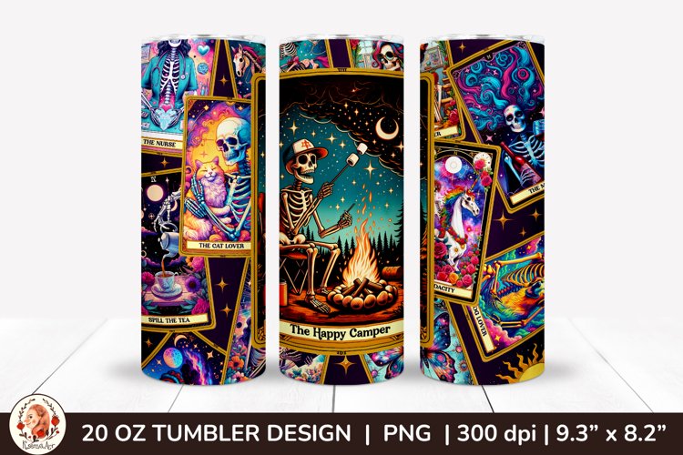 Sarcastic Tarot Tumbler Wrap, Skeleton Tumbler, Funny Tarot example image 1