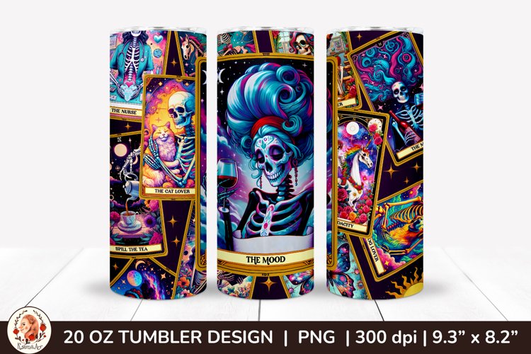 Sarcastic Tarot Tumbler Wrap, Skeleton Tumbler, Funny Tarot example image 1