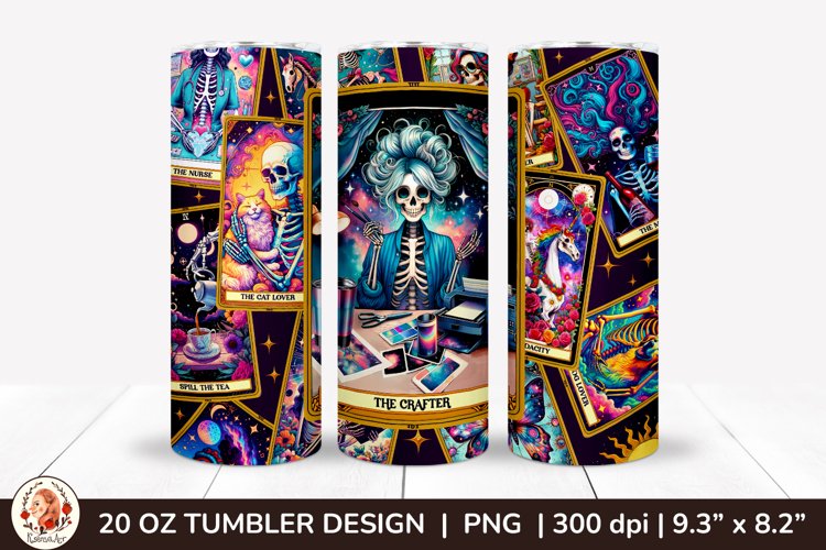 Sarcastic Tarot Tumbler Wrap, Skeleton Tumbler, Funny Tarot