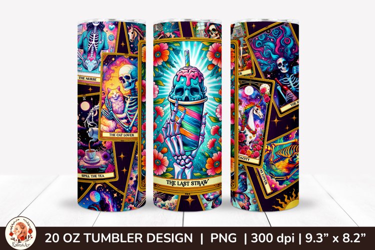 Sarcastic Tarot Tumbler Wrap, Skeleton Tumbler, Funny Tarot example image 1