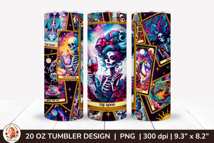 Sarcastic Tarot Tumbler Wrap, Skeleton Tumbler, Funny Tarot