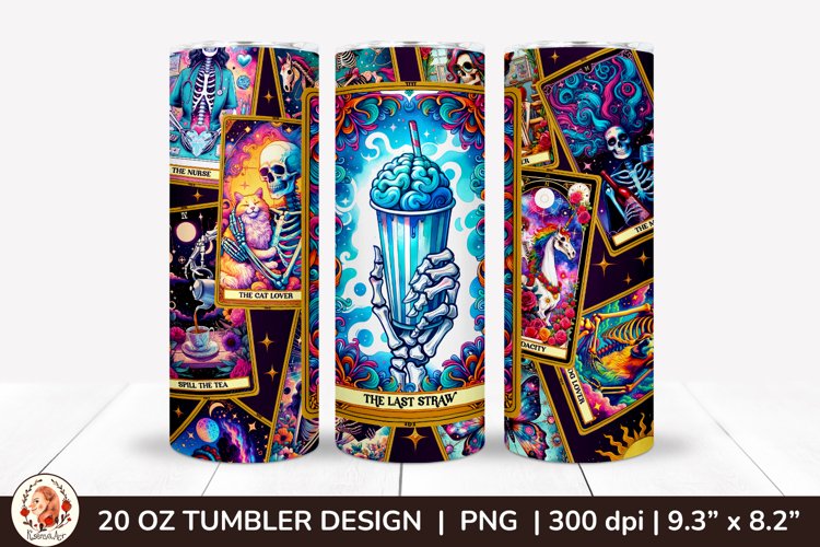 Sarcastic Tarot Tumbler Wrap, Skeleton Tumbler, Funny Tarot