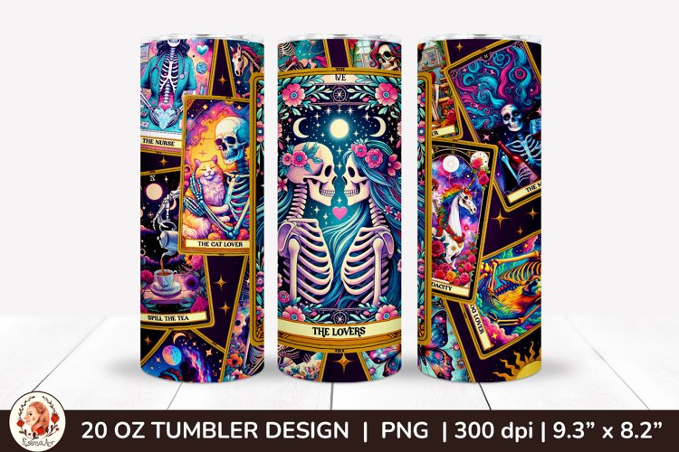 Sarcastic Tarot Tumbler Wrap, Skeleton Tumbler, Funny Tarot example image 1