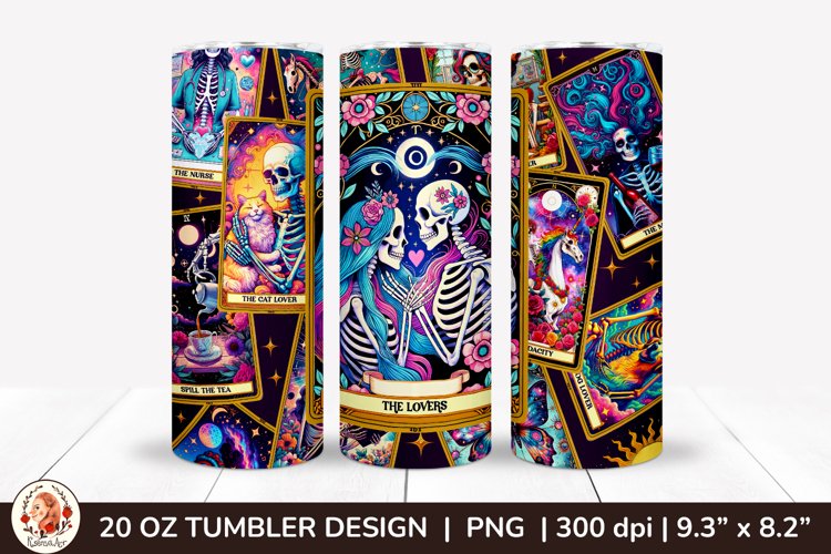 Sarcastic Tarot Tumbler Wrap, Skeleton Tumbler, Funny Tarot example image 1