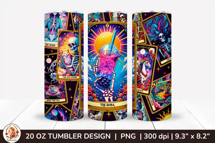 Sarcastic Tarot Tumbler Wrap, Skeleton Tumbler, Funny Tarot