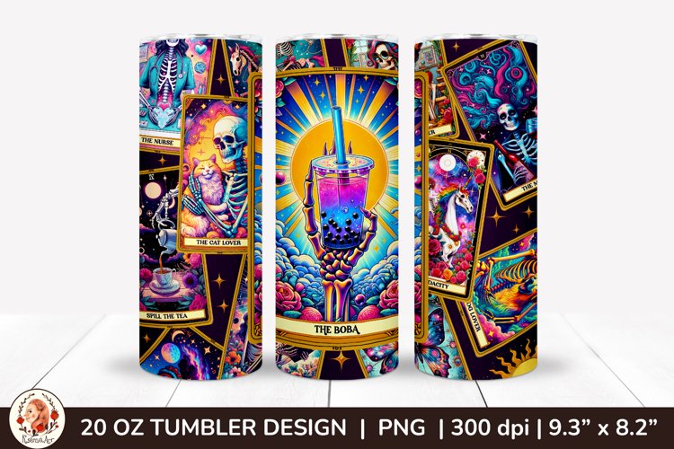 Sarcastic Tarot Tumbler Wrap, Skeleton Tumbler, Funny Tarot example image 1