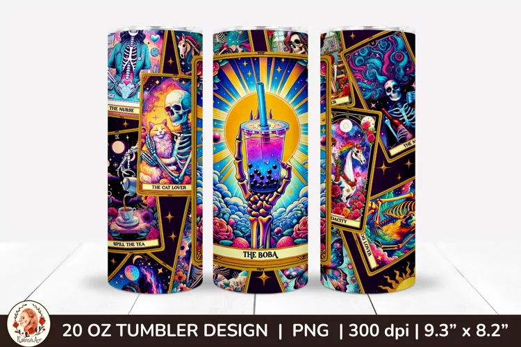 Sarcastic Tarot Tumbler Wrap, Skeleton Tumbler, Funny Tarot
