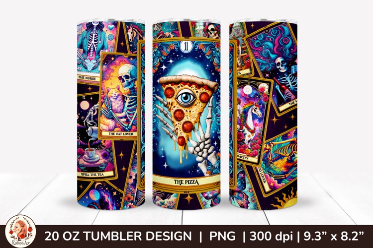 Sarcastic Tarot Tumbler Wrap, Skeleton Tumbler, Funny Tarot example image 1