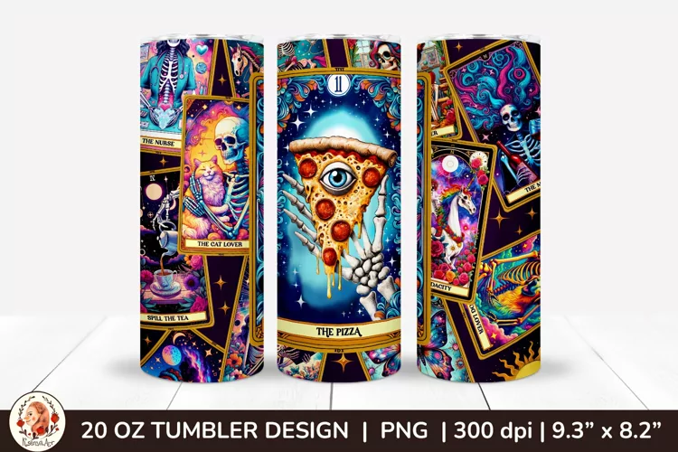 Sarcastic Tarot Tumbler Wrap, Skeleton Tumbler, Funny Tarot
