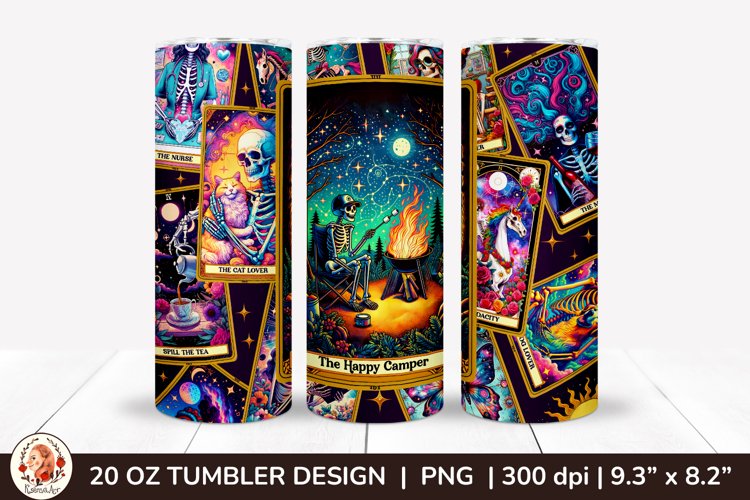 Sarcastic Tarot Tumbler Wrap, Skeleton Tumbler, Funny Tarot example image 1
