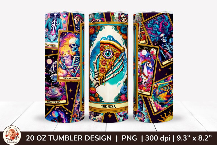 Sarcastic Tarot Tumbler Wrap, Skeleton Tumbler, Funny Tarot example image 1